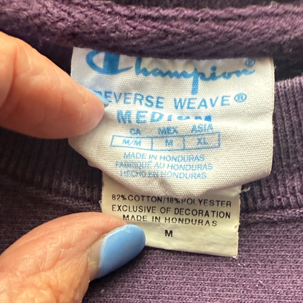 Champion Men's Purple Crewneck sweatshirt - Picture 2 of 2